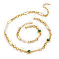 Verdant Heart & Baroque Pearl Link Set